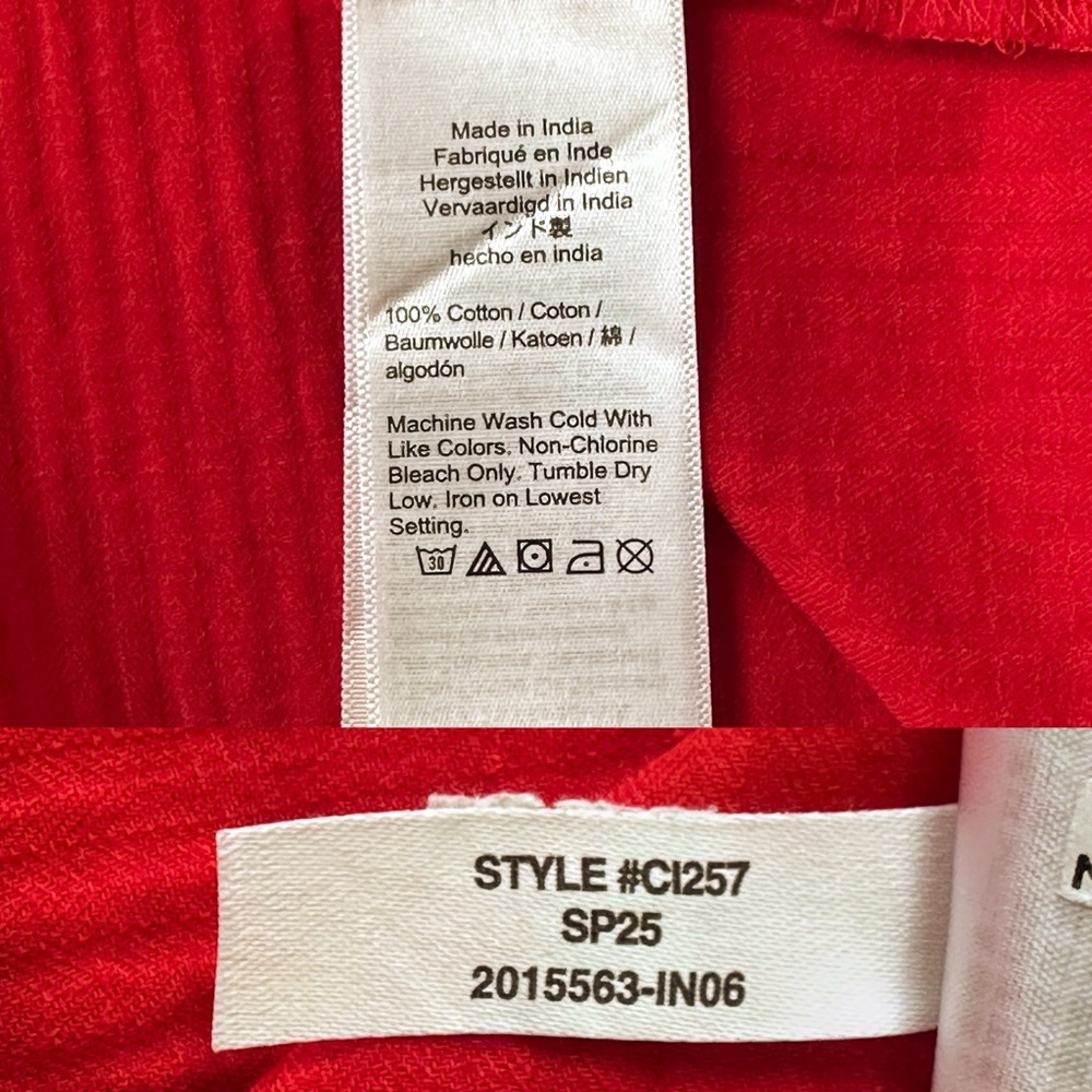 J. Crew 2025 Airy Gauze Button Up Shirt in Red Oversized Size XS - Picture 6 of 8